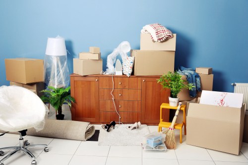 Preparation checklist and packed boxes for a local Clapham house move