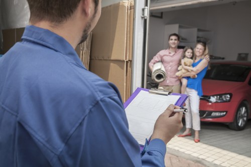 Flat removals team preparing a move in Clapham residential area