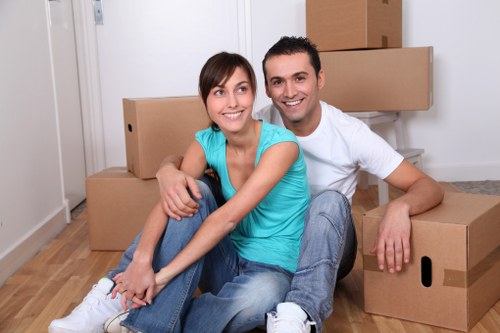 Packed student belongings ready for collection in Clapham