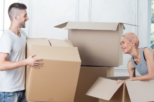 Organised moving boxes prepared for a Clapham flat relocation
