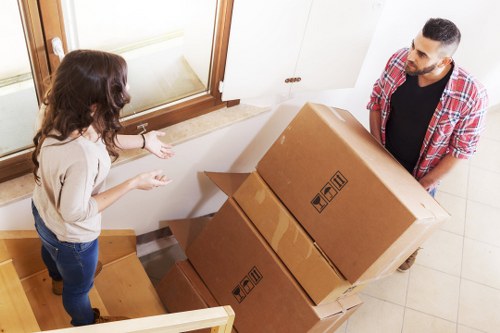 Removal van loading items from a Clapham student property