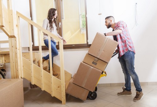 Professional moving team handling boxes and furniture in Clapham